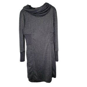 Royal Robbins Cowl Neck Solid Gray Stretch Dress Long Sleeve Zip Pocket Small